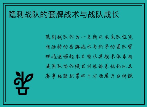 隐刺战队的套牌战术与战队成长